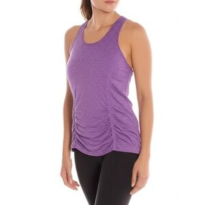 ATHLETA Tank Top Womens Size Medium Heathered Purple Activewear Racerback Ruched